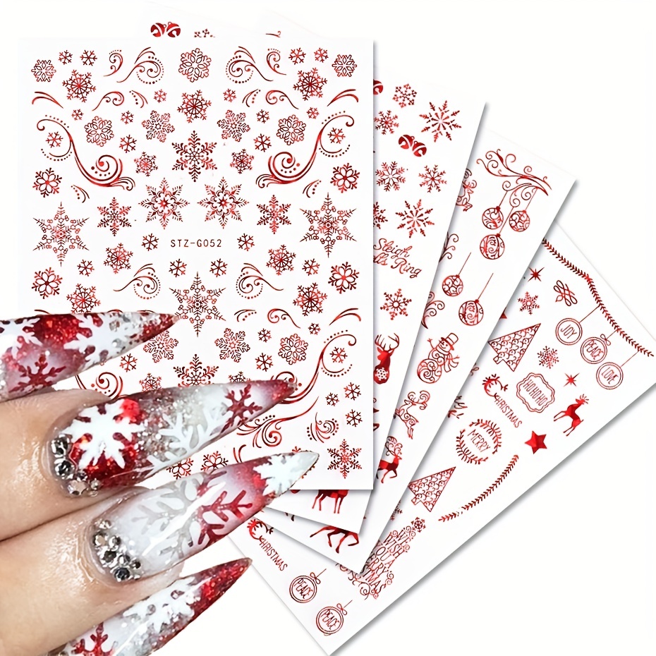 9Pcs Gold Laser Color Christmas Colorful Nail Art Stickers Cartoon