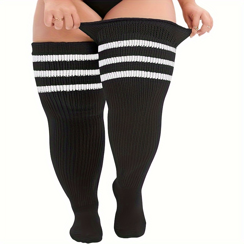 Plus Size Contrast Lace Knee Silicone Non slip Tights - Temu Canada