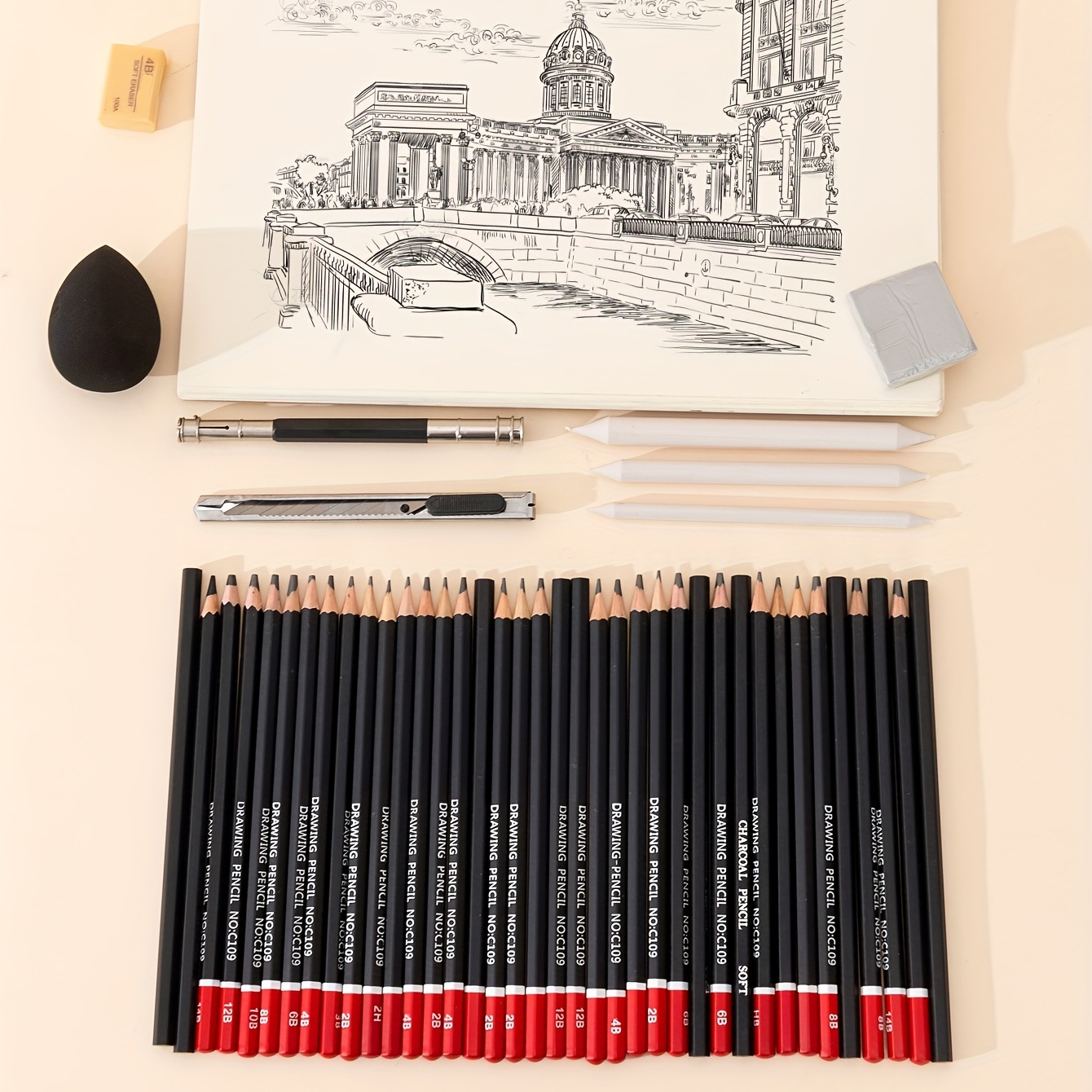 Drawing Pencils Hb 2b 4b 6b 8b Etc. Art Pencil Drawing - Temu