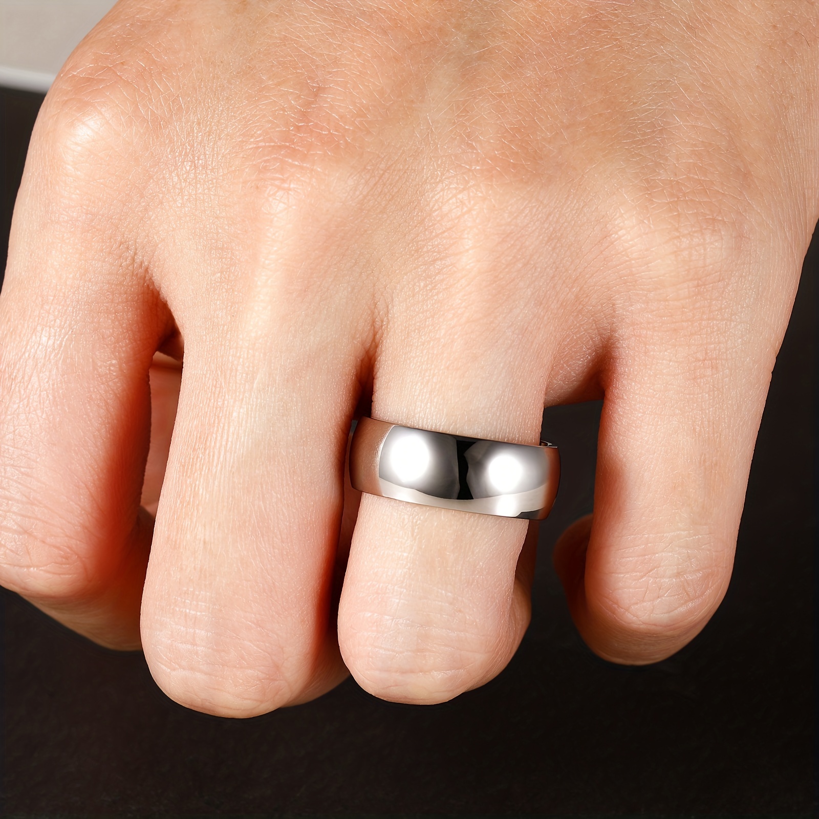 1pc 8mm mens dome high polished pure titanium ring usa size 4 5 14 details 8