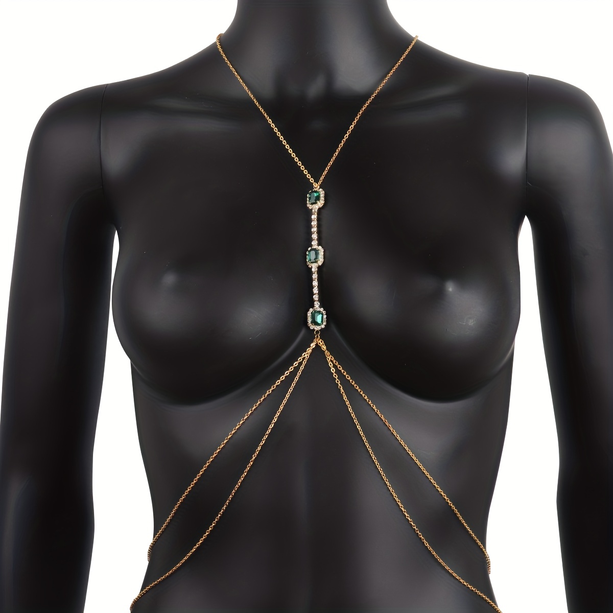 Graeen Boho Crystal Bra Chains Sexy Chest Neck Chain Body