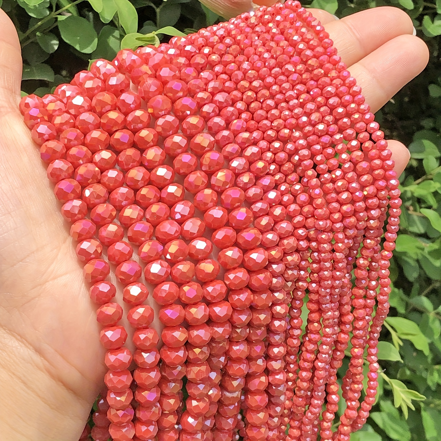 Asingeloo 10mm Red Glass Gemstone Beads Round Loose Beads for Jewelry Making Smooth Glass Spacer Gem Beads for DIY Bracelets,Glass Beads for Vase(Approx.38pcs)