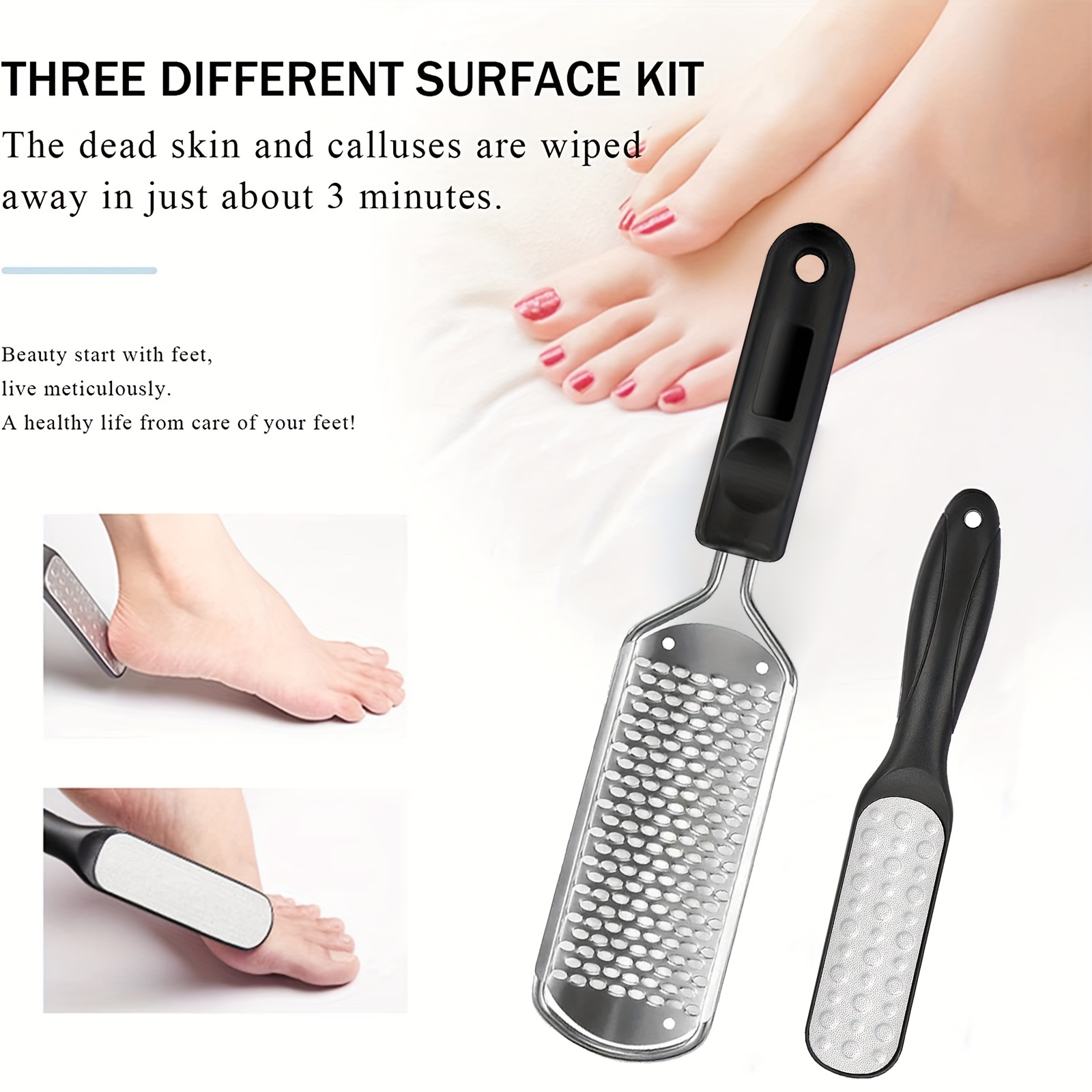 Pedicure Foot File - 2Pcs Stainless Steel Colossal Foot Rasp, Dead Skin  Remover for Feet, Professional Pedicure