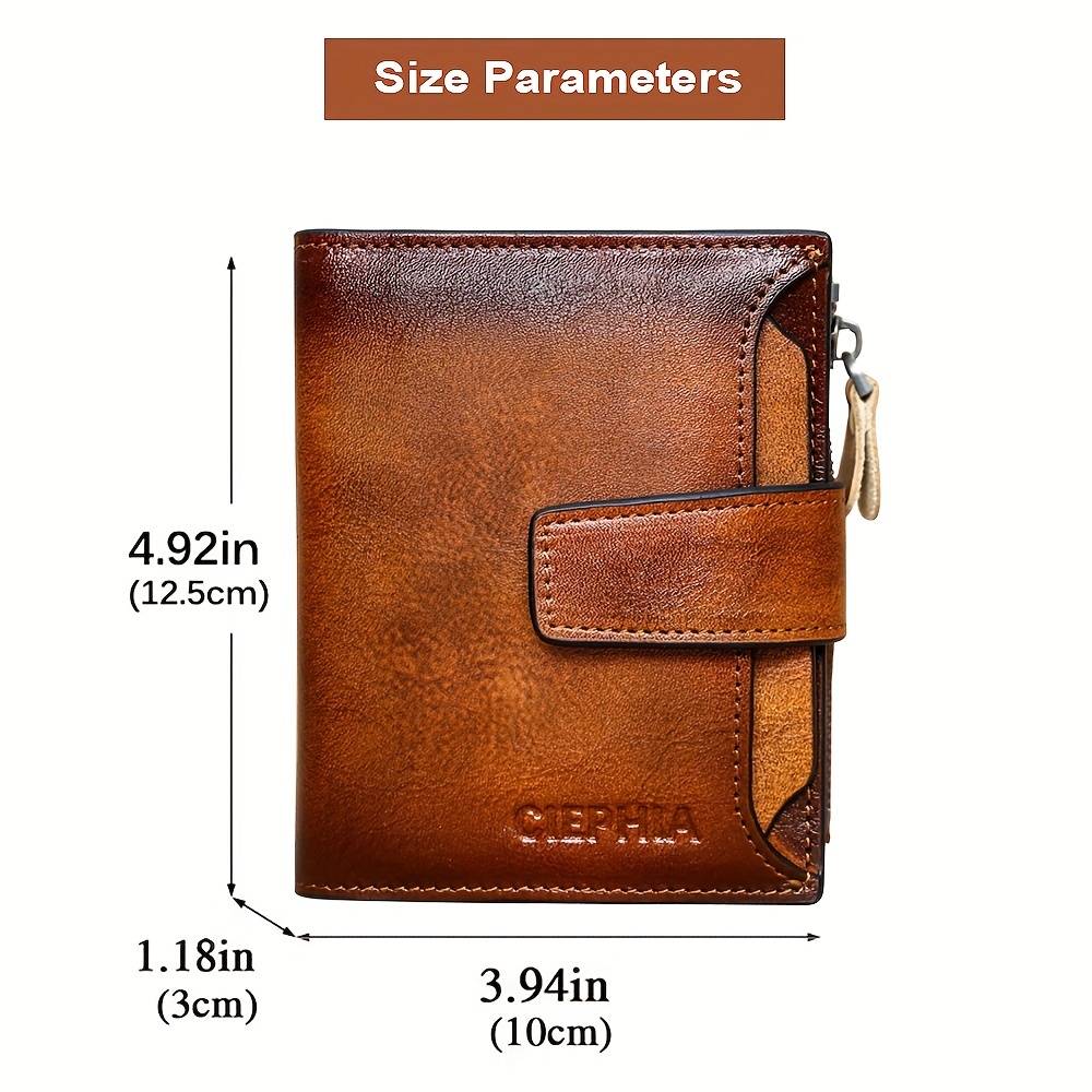 Men's Short Korean Version Retro Horizontal Small Wallet Driver's License  Bag With Leather Card Bag Zipper Coin Purse Gift For Father - Temu
