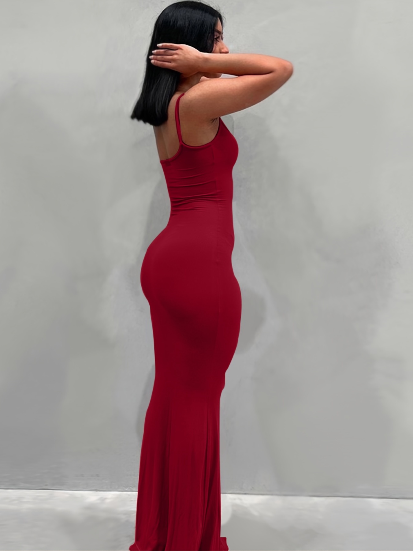 Sexy Scoop Neck Open Back Cami Dress Sleeveless Solid - Temu Canada
