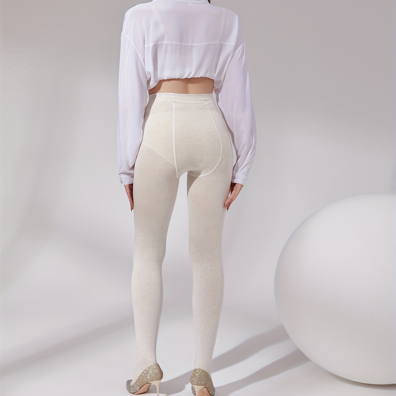 Solid Slim Tights Opaque High Waist Elastic Leggings Women's