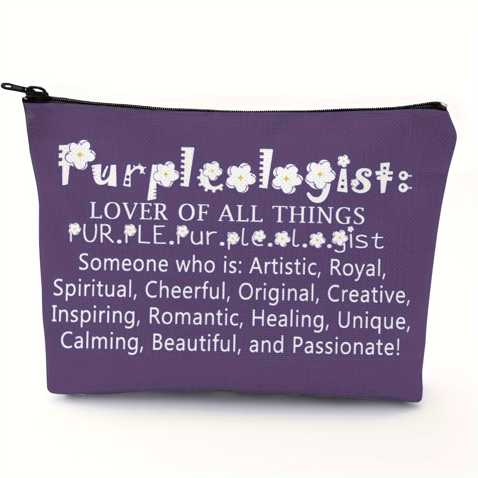 

Purple Fans Cosmetic Bag, Purple Zipper Cosmetic Pouch, Purple Makeup Bag, Purple Lover Gift, Purple Makeup Bag For Women