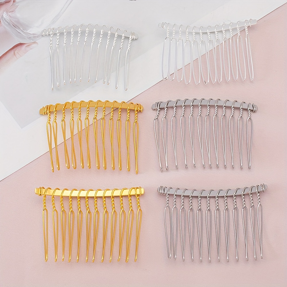 

10pcs Metal Twist Comb Tooth Comb Hair Comb Base Iron Hanging Plating Diy Step Rocking Hair Comb Hairpin Handmade Hair Accessories Jewelry Making Supplies