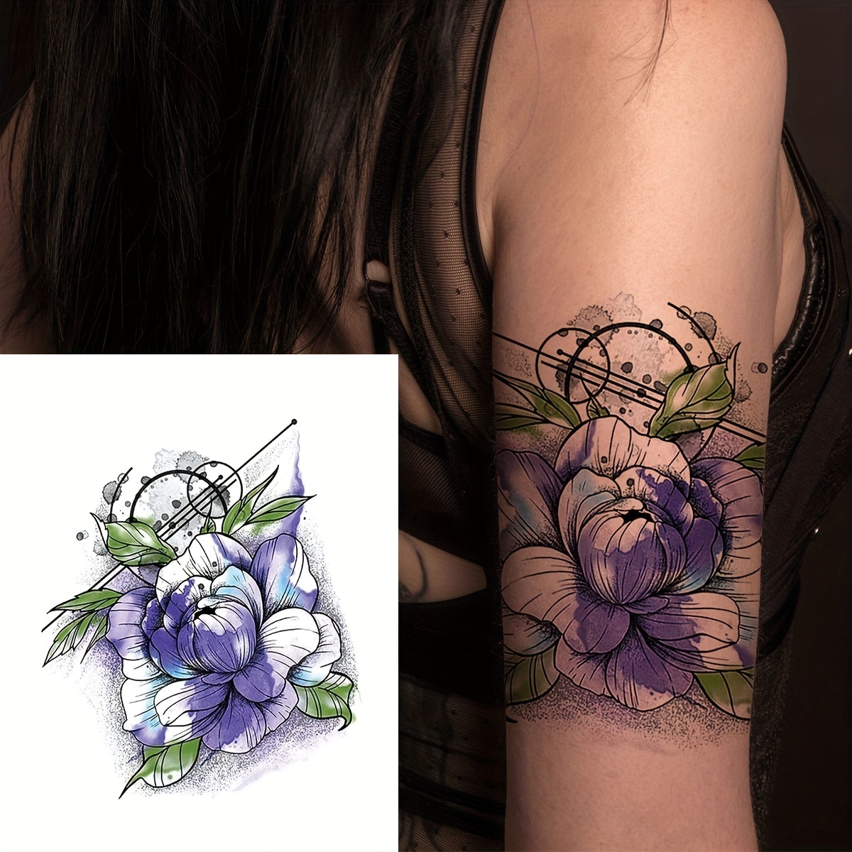 Peony Rose Flower Temporary Tattoo Stickers For Women Girls - Temu