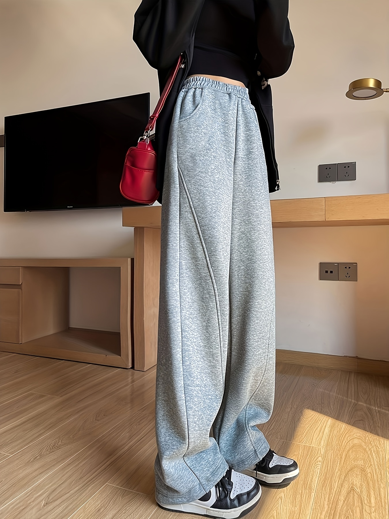 Joggers for Women Fleece Lined Leggings Women Womens Fashion Summer Solid  Casual Button Zipper Elastic Waist Long Flared Pants Womens Joggers With