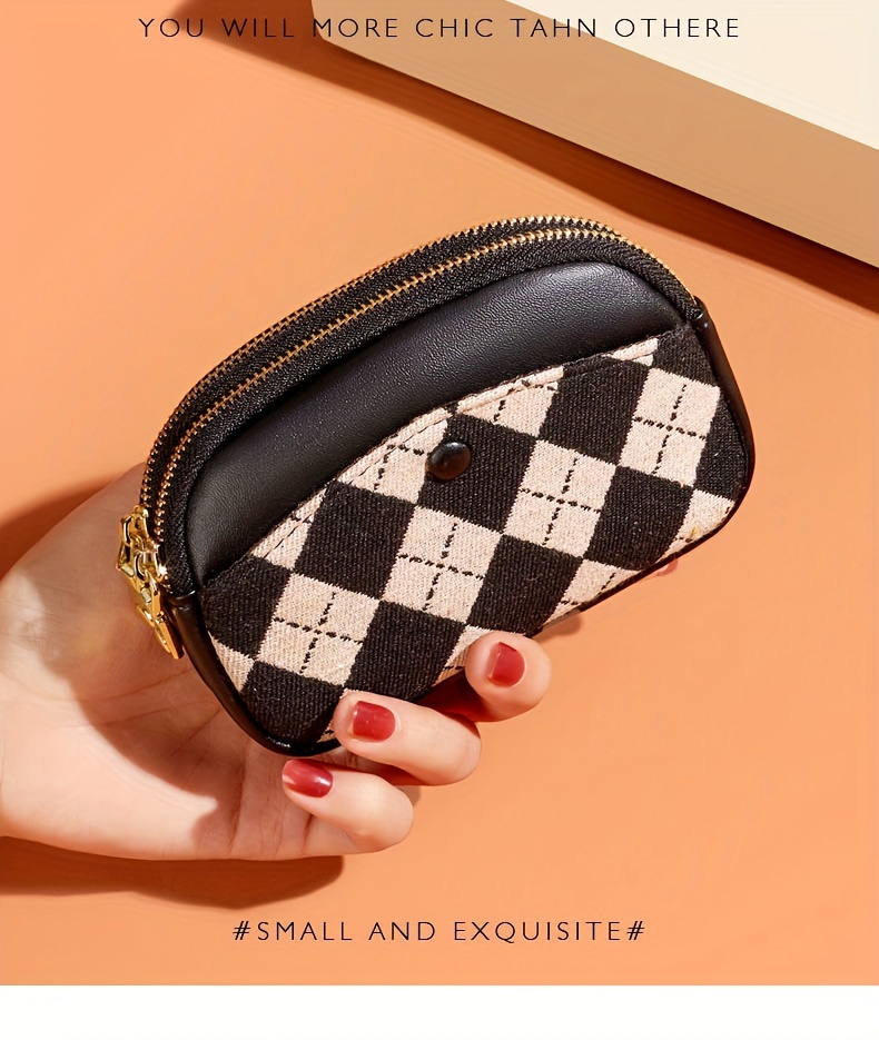 Fashion Houndstooth Coin Purse for Women Canvas Hand-held Car Key