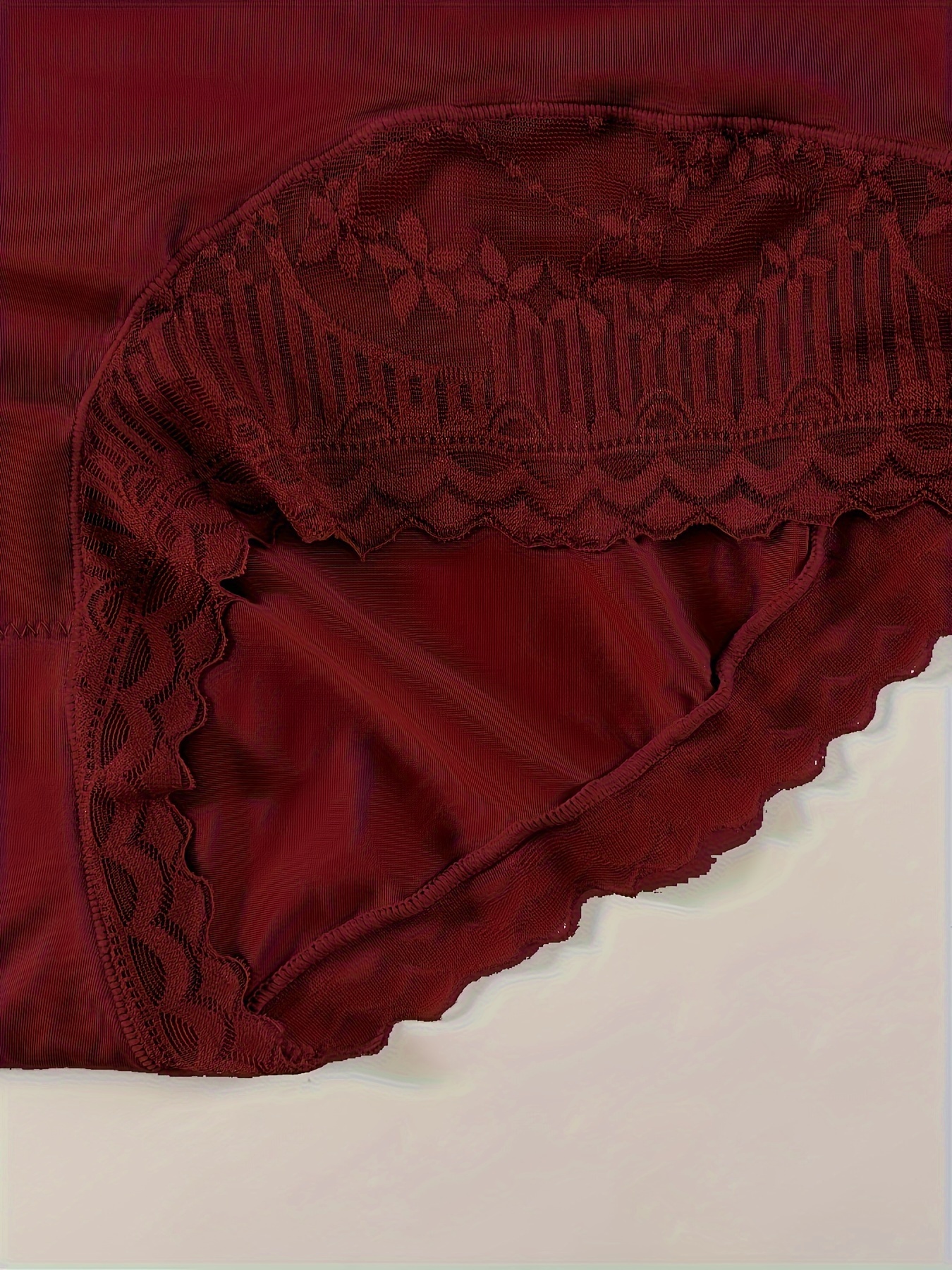 3 Pack Plus Size Panties Set Women's Plus Contrast Lace Trim Wide Waistband
