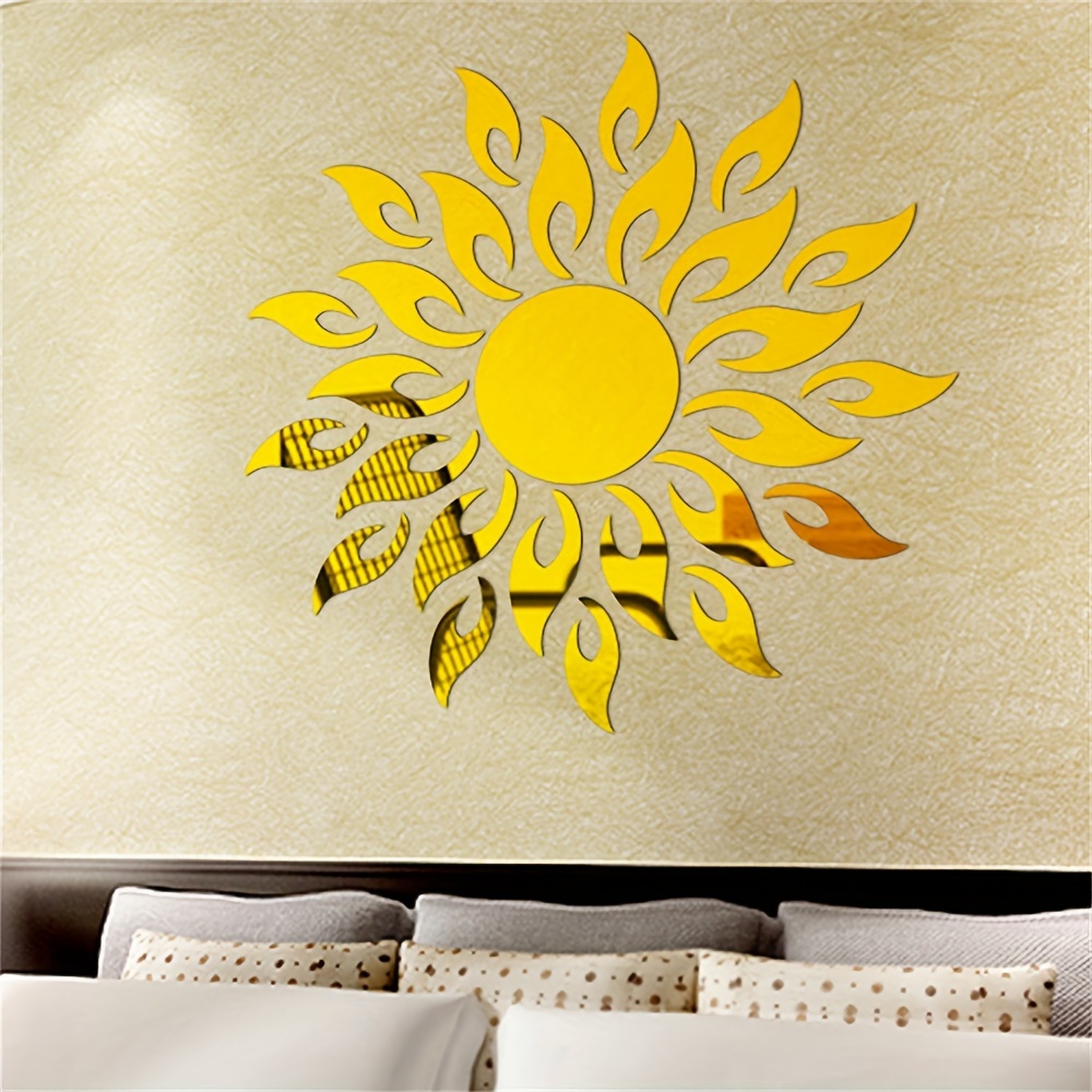 three dimensional sun flower acrylic   sticker   decoration self   wall sticker wall   tile bedroom installation diy self   double layer thickened   home details 0