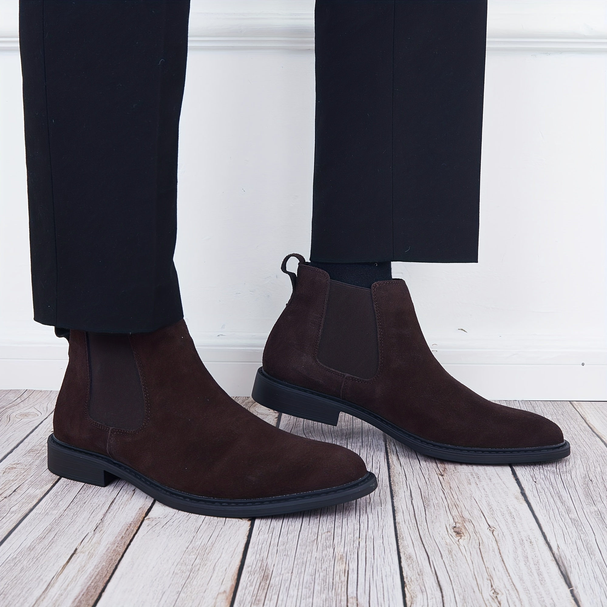 Mens slip cheap on ankle boots