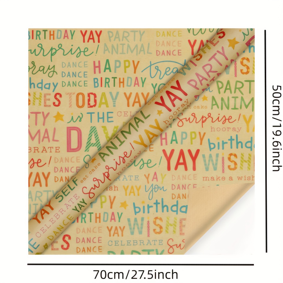 Wrapping Paper Flat 8 Sheets Birthday Wrapping Paper for Boys, Girls, Men,  Wo