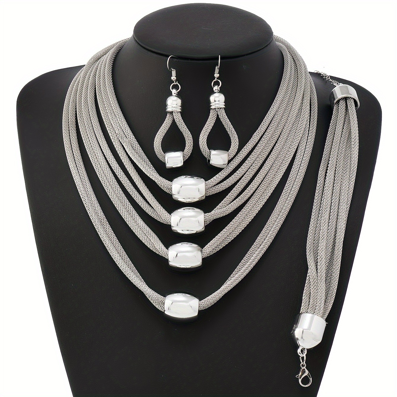 Image of 3pcs Set Fashionable Trendy Layered Handmade Women's Necklace Casual Party Accessory Cool Short Chain Collarbone Jewelry Set