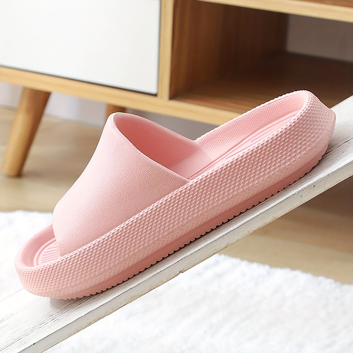 Women's Super Soft Pillow Slides, Solid Color Open Toe Non Slip Bath  Slippers, Wear-resistant Slides Shoes - Temu United Arab Emirates