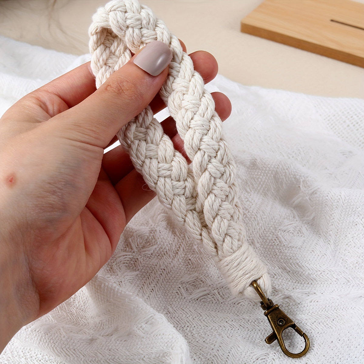 1PC Macrame wristband Keychain DIY Cotton Rope Ornament Crochet Key Strap  Lanyard Ornament Women Anti-Lost Mobile Phone Chain - AliExpress