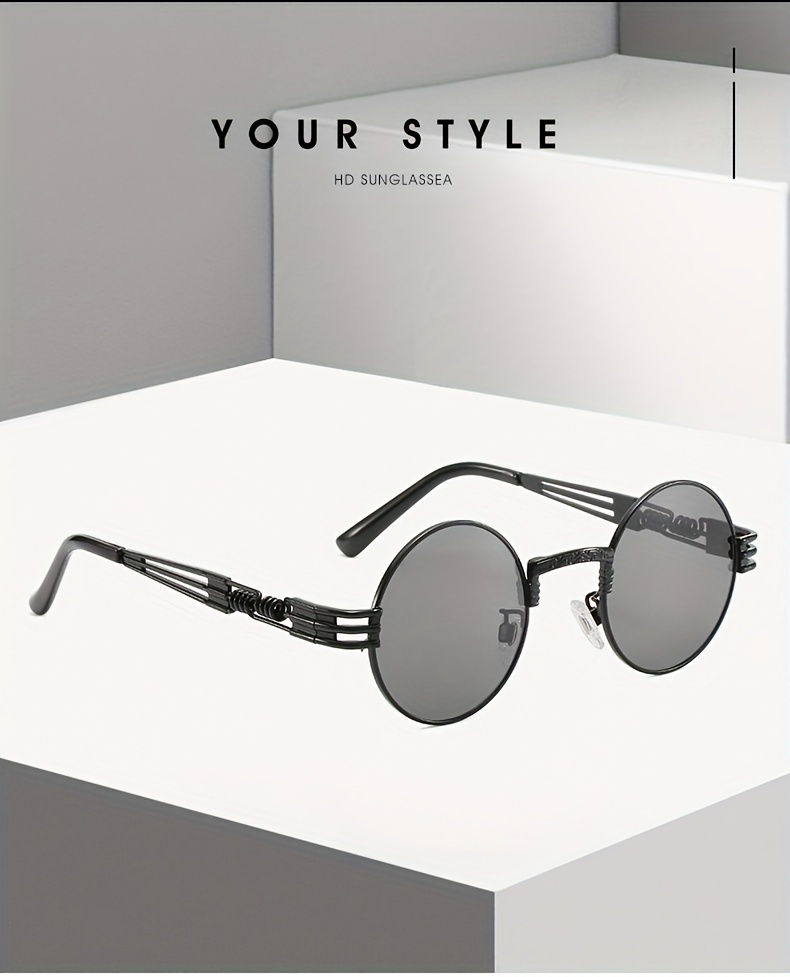 1pc Men's * Round Vintage Sunglasses, Small Frame New Steam Punk Luxury  Glasses