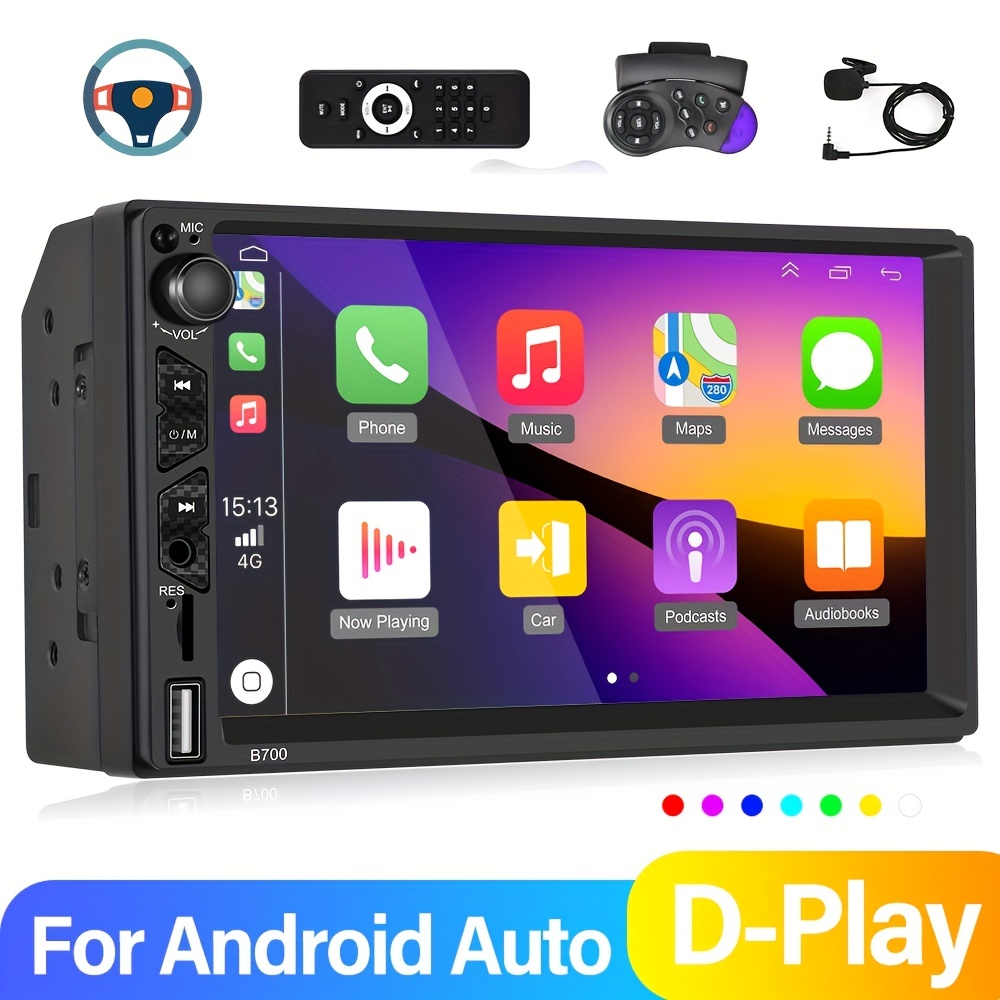 7'' Double Din Car Stereo Radio For Carplay/Android Auto Touch Screen With  FM AUX USB Support Steering Wheel Control