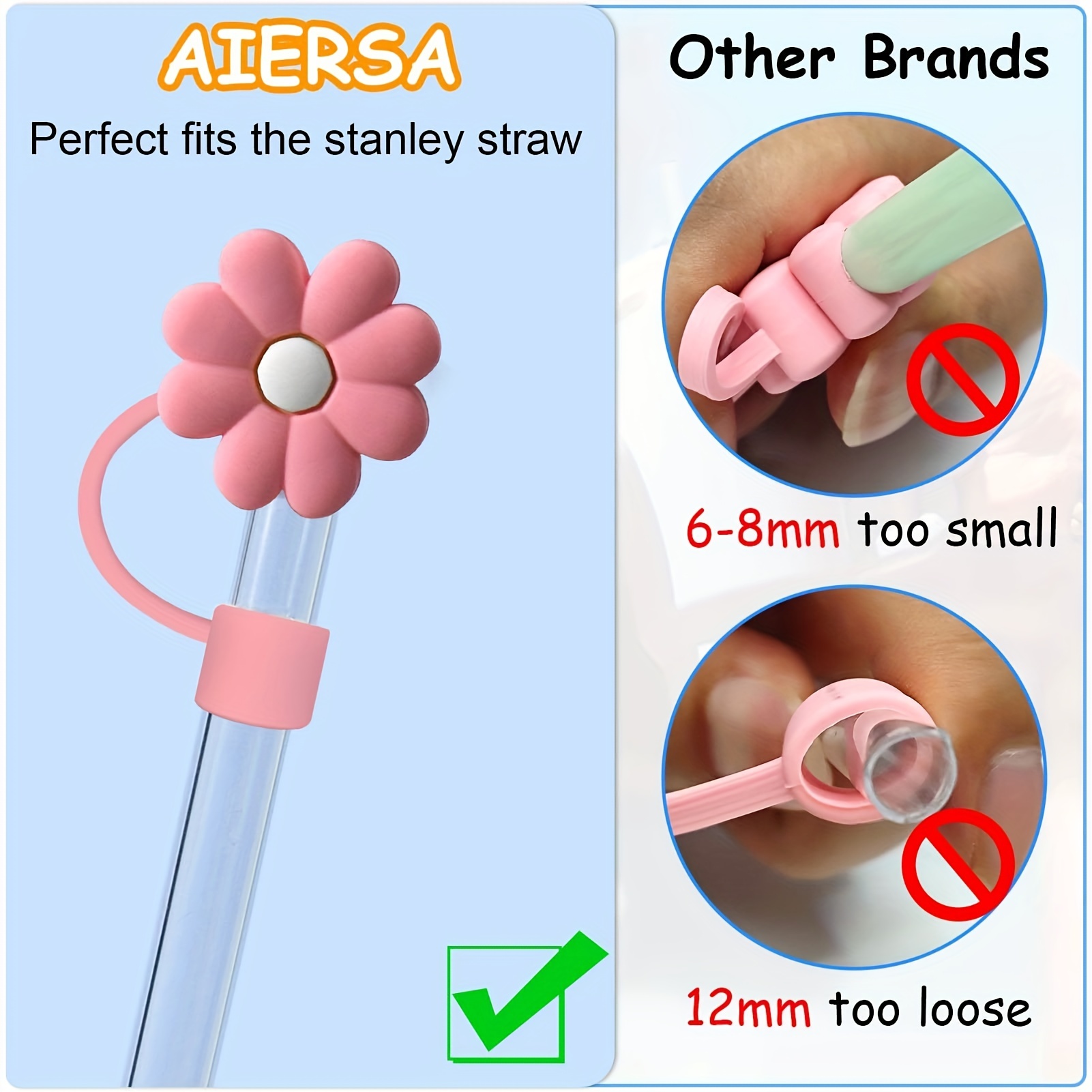 AIERSA Straw Cover Cap for Stanley Cup,4Pcs Silicone Straw Topper