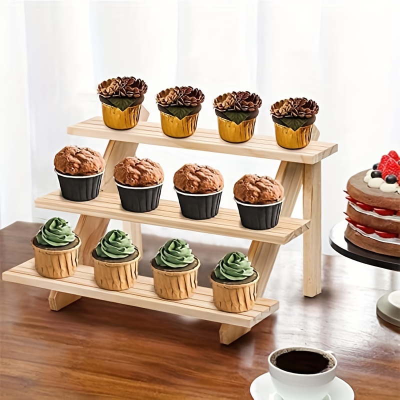Wooden Display Stand Wood Cupcake Stands Tool Free, Rustic Risers