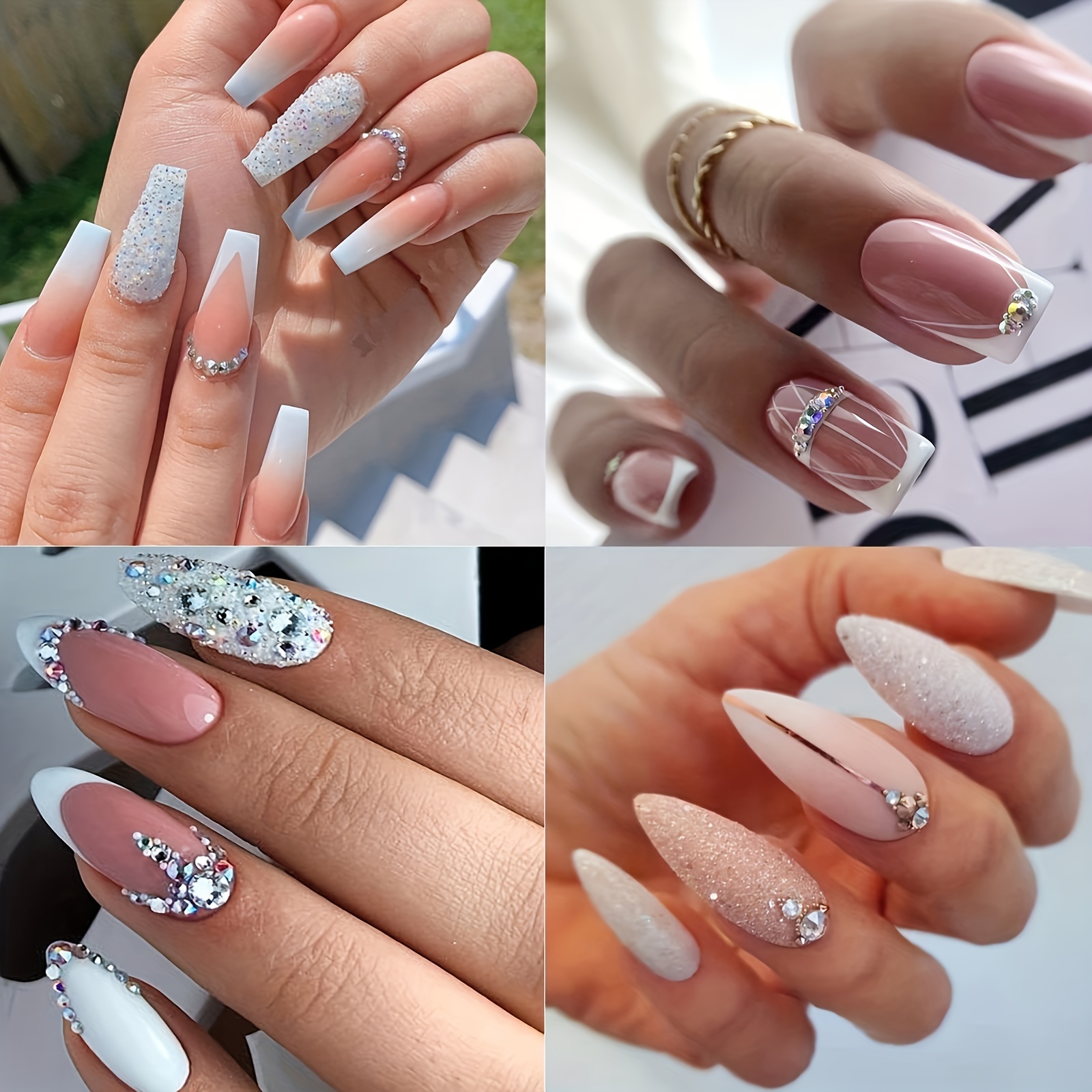 Pink Nail Art Rhinestone, 3D Crystal Nail Diamond Gem, Flatback Rhinestones  Multi Shapes Sizes Nail Design for Women Girls Manicure Charms