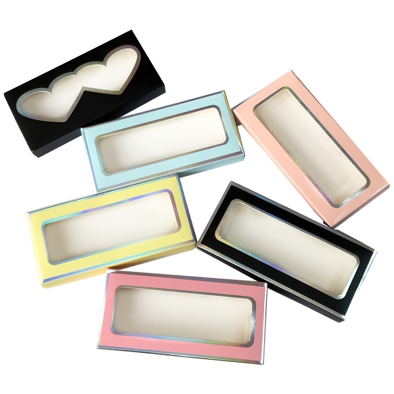 5 Pcs Paper Lash Boxes Pink Yellow for 25mm Mink Lashes