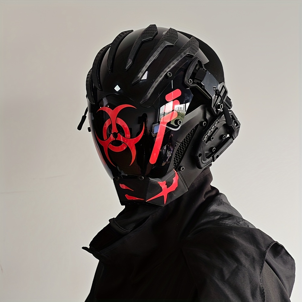 Nuova Maschera Mecha Cyberpunk Nera E Bianca Lenti Nere, Colori