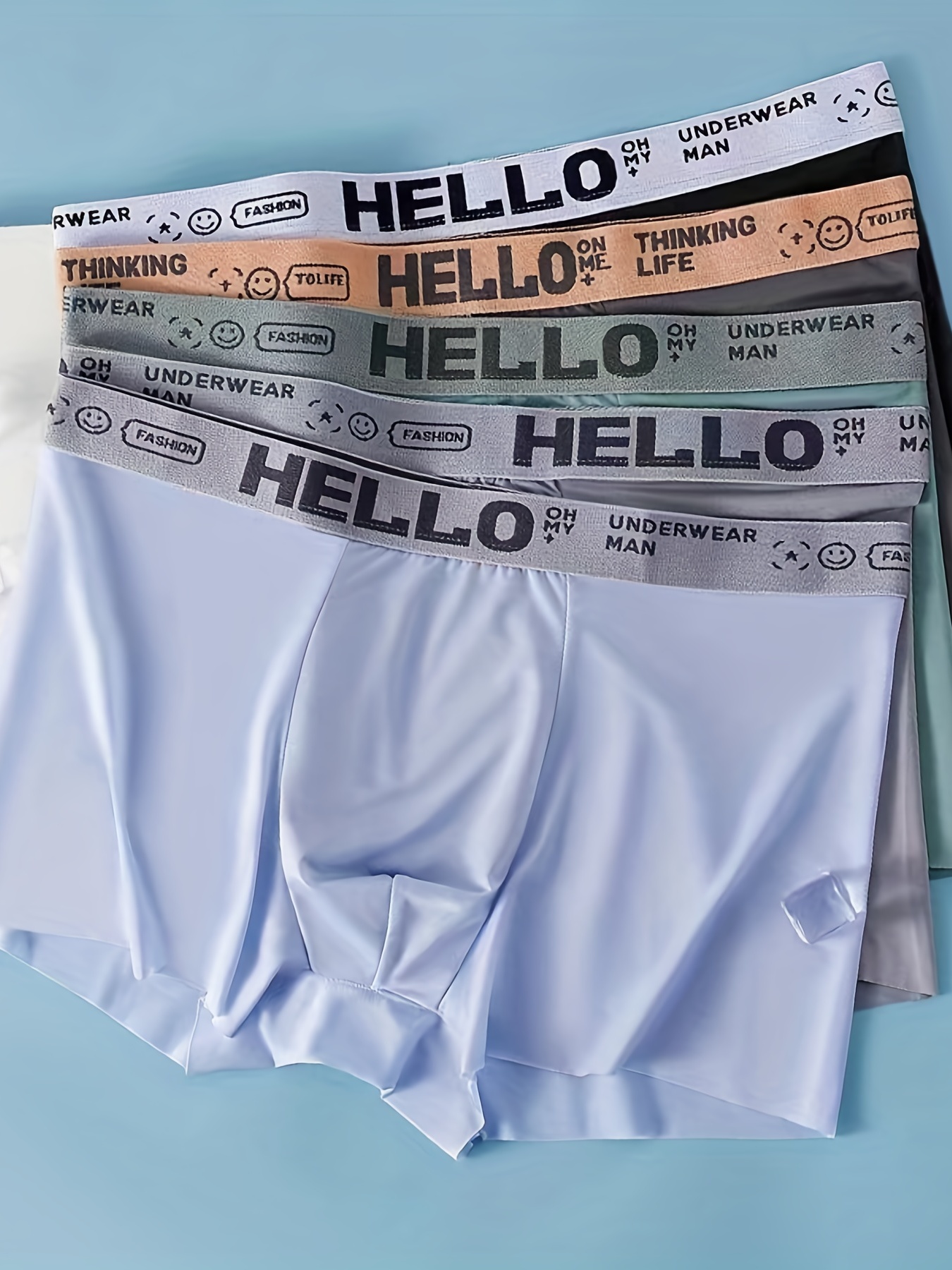 Men's Underwear Print Boxer Briefs Ice Silk Briefs Separate panties  underpants 