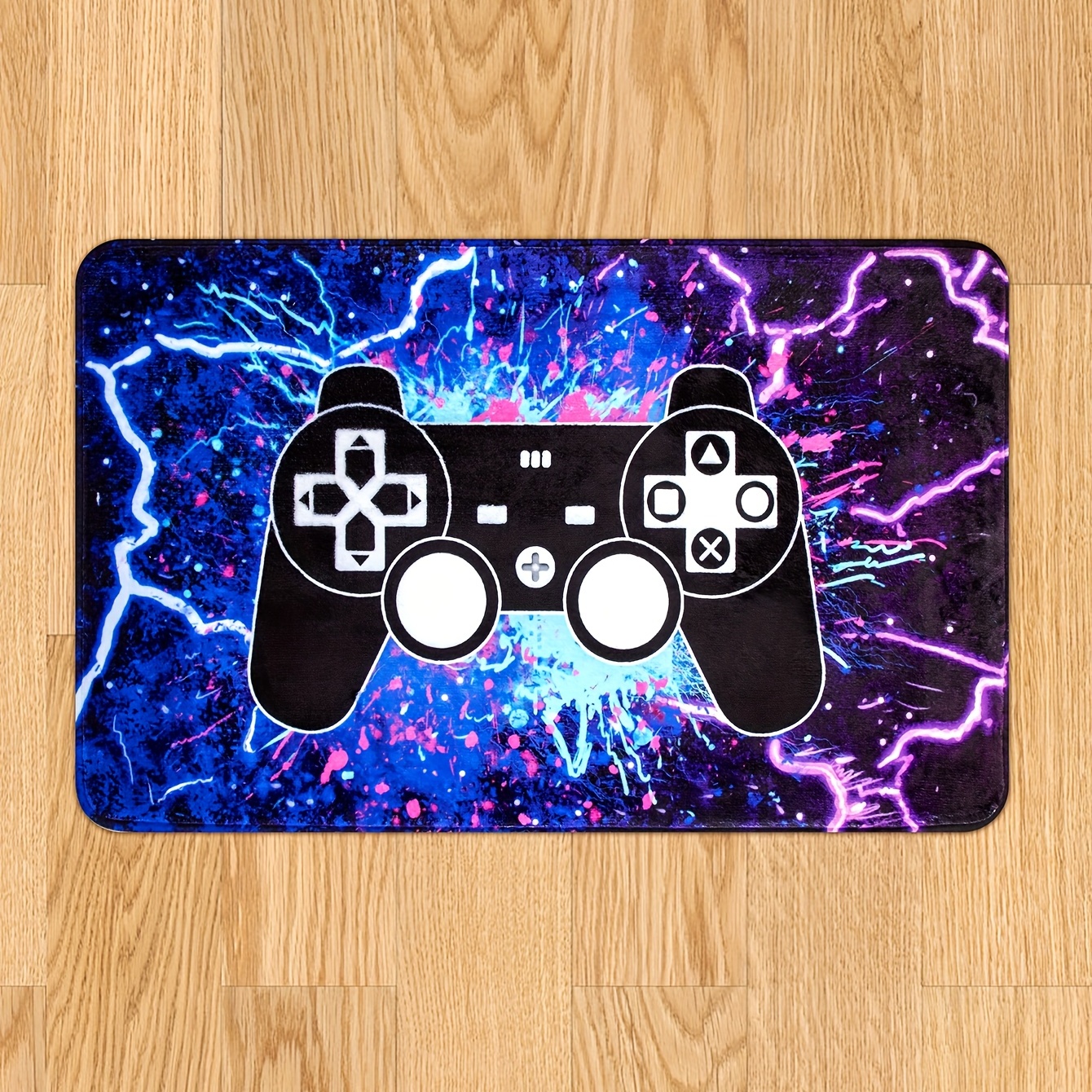 Gamer Video Games Area Rug - Purple Gamepad Pattern Carpet for Boys Bedroom
