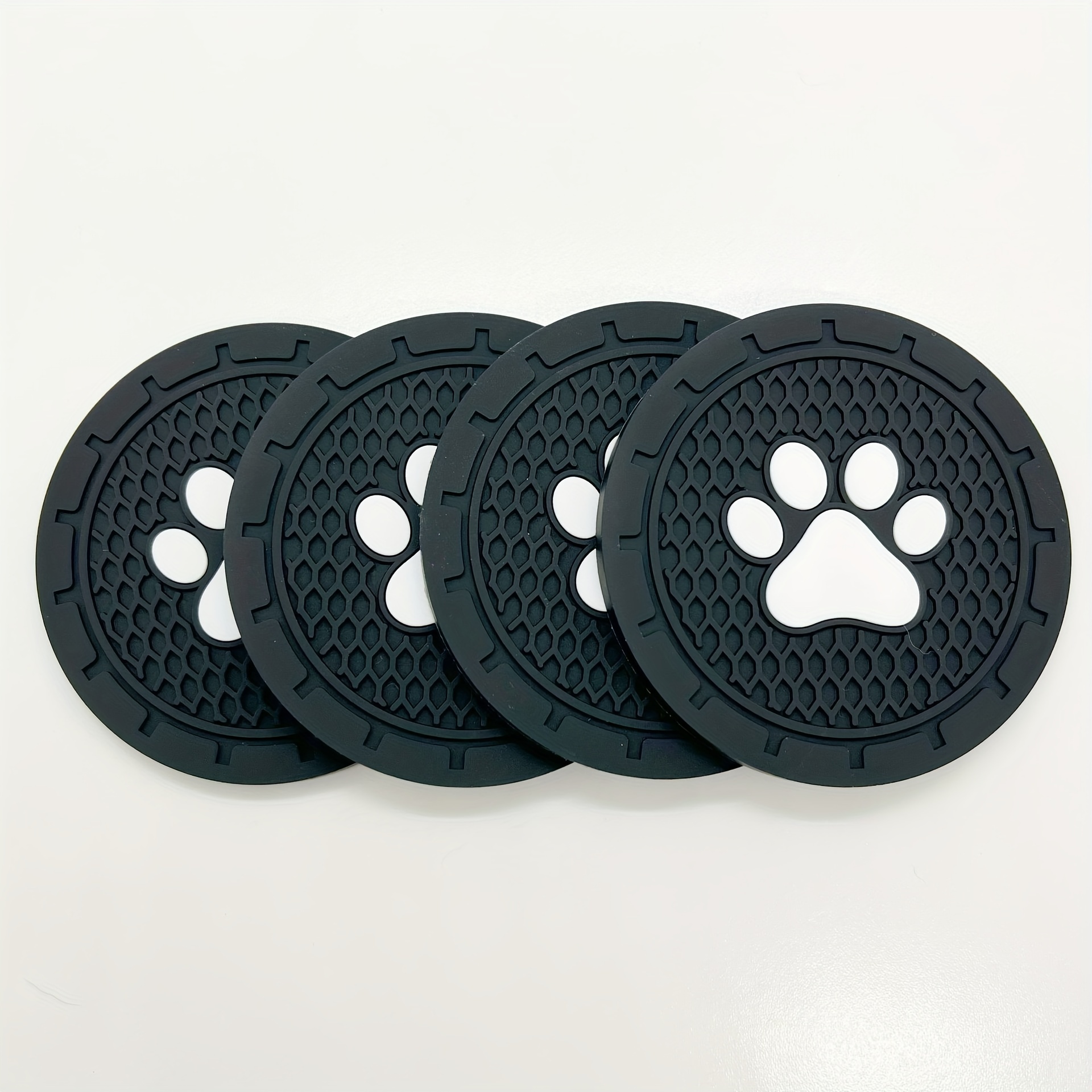 4 Packs Paw Car Coasters Car Cup Holder Coasters Silicone Anti