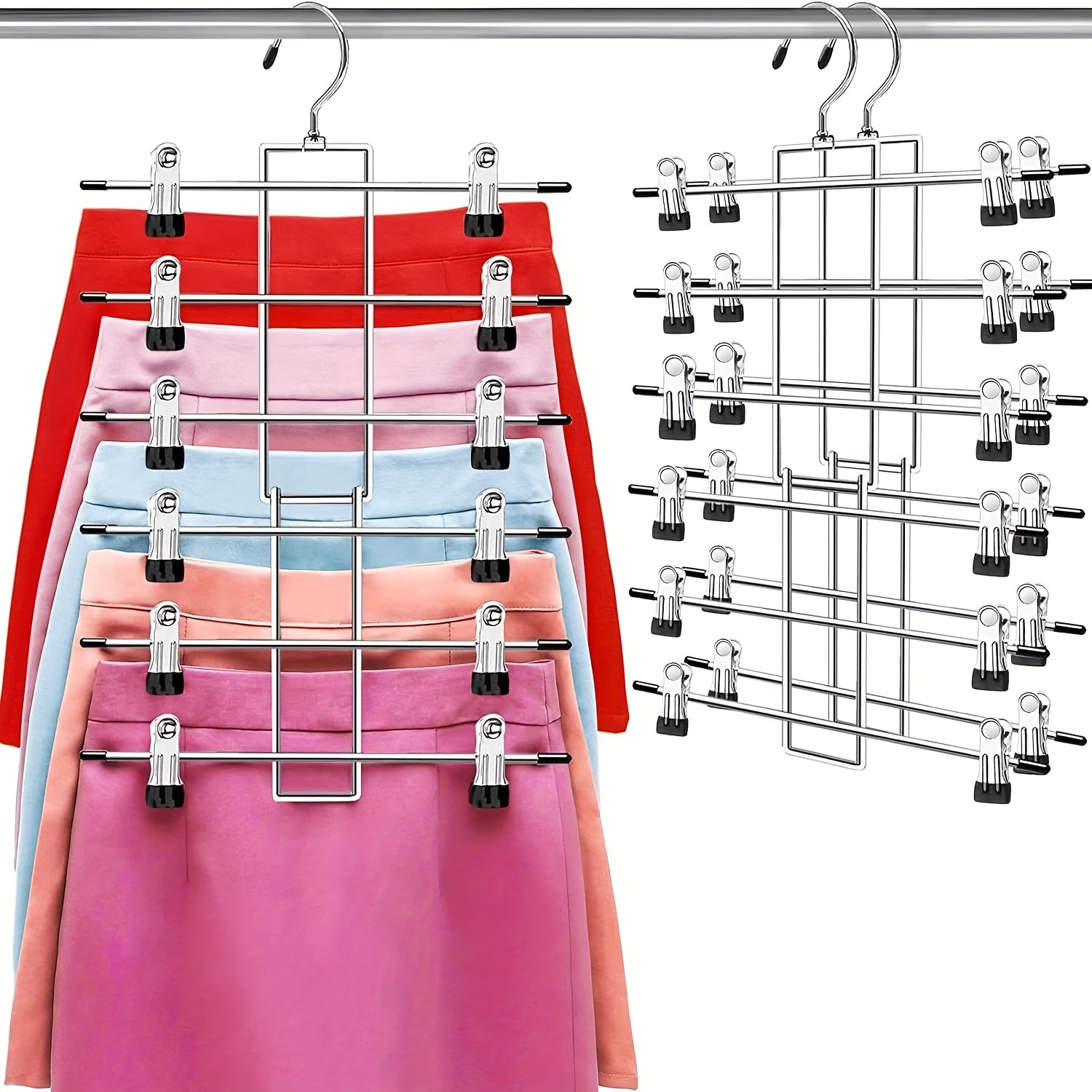 

1/2pcs Skirt Drying Hangers With Multi-layer, Pants Storage Rack For Skirts, Bras, Scarves, Underwear, Clothes Organizer For Closet, Wardrobe, Bedroom, Balcony, Dorm, Back To College Essential