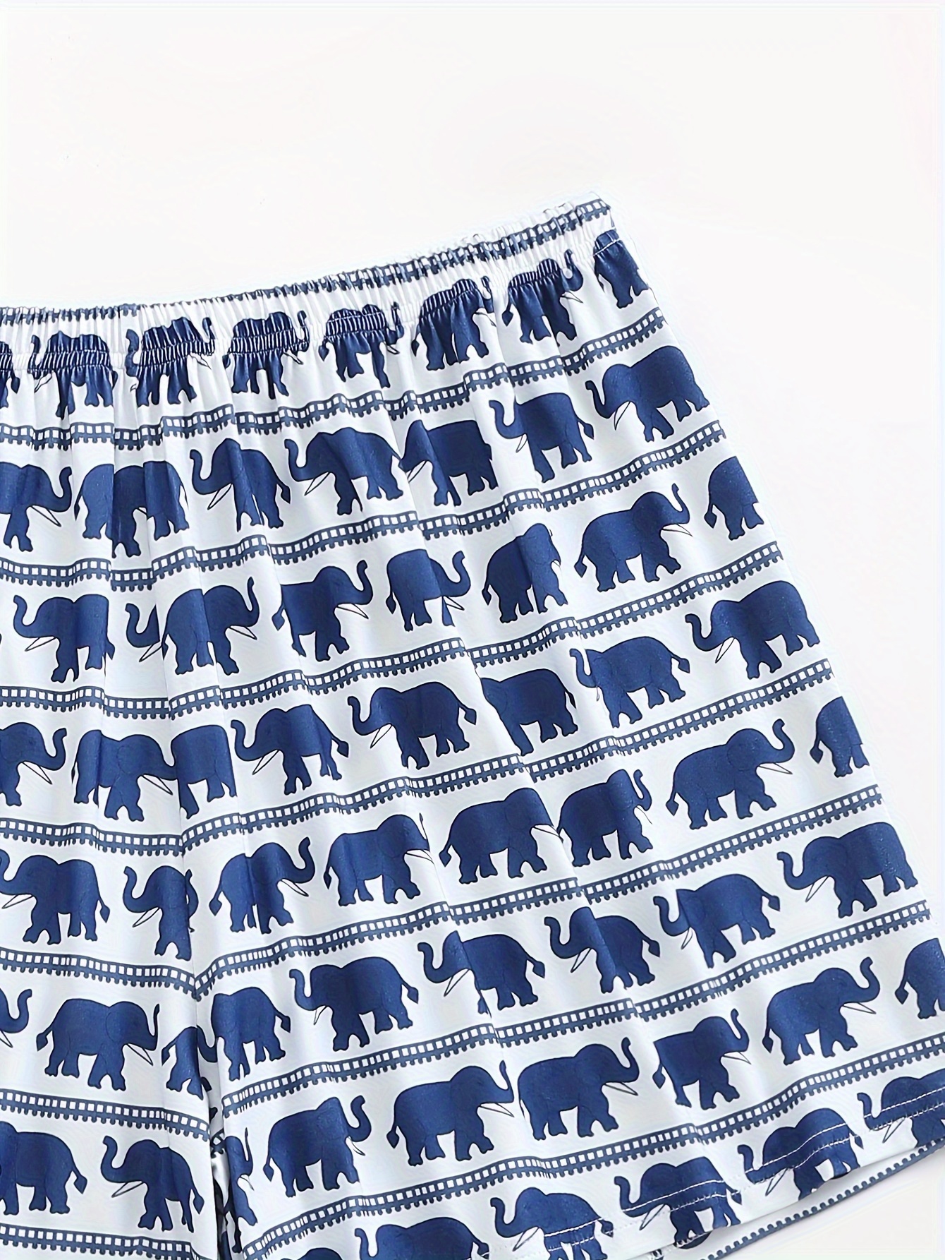 Plus Size Boho Lounge Bottoms, Women's Plus Elephant Print Elastic Waist  Home Wear Pants