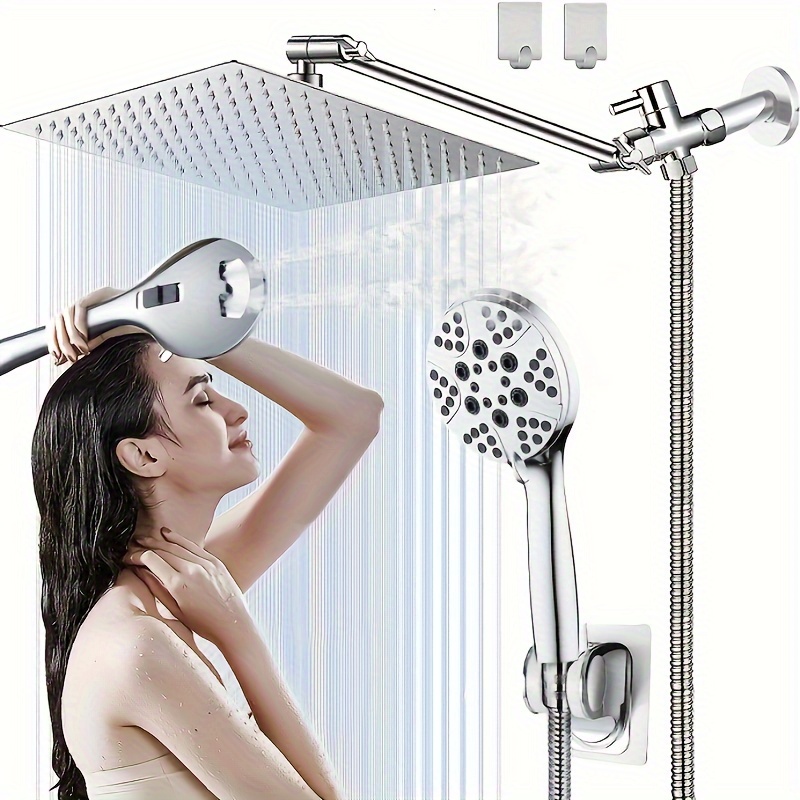 Sistema de ducha de lujo de acero inoxidable de 8 pulgadas, accesorios de  baño, juego de ducha de lluvia de alta presión de techo ajustable para baño