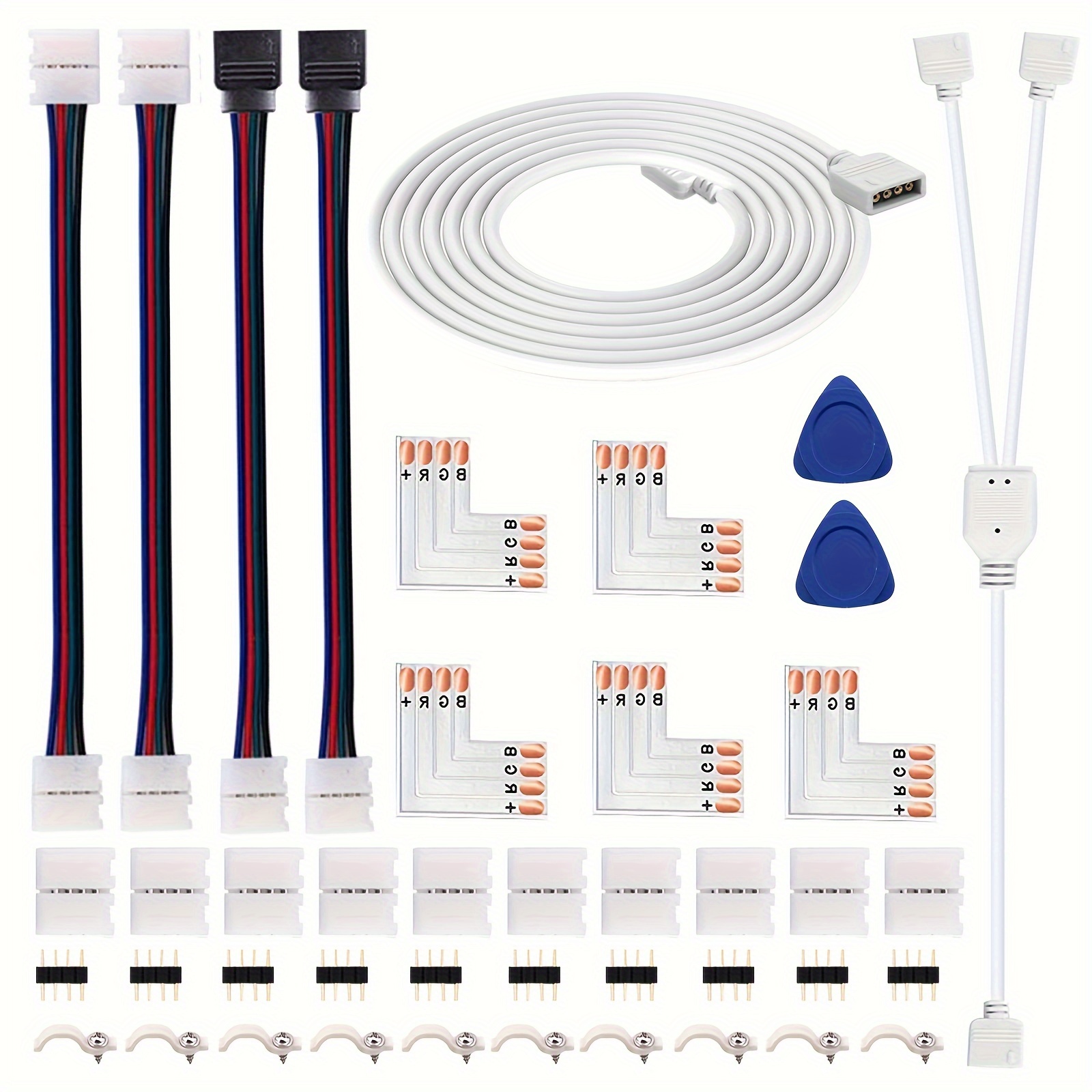 43pcs 4-pin LED Connectors, 4-pin LED Strip Connector Kit Includes LED  Connector L-shaped Bar Light 4-pin 10mm LED Strip Light, Connector  Controller 4