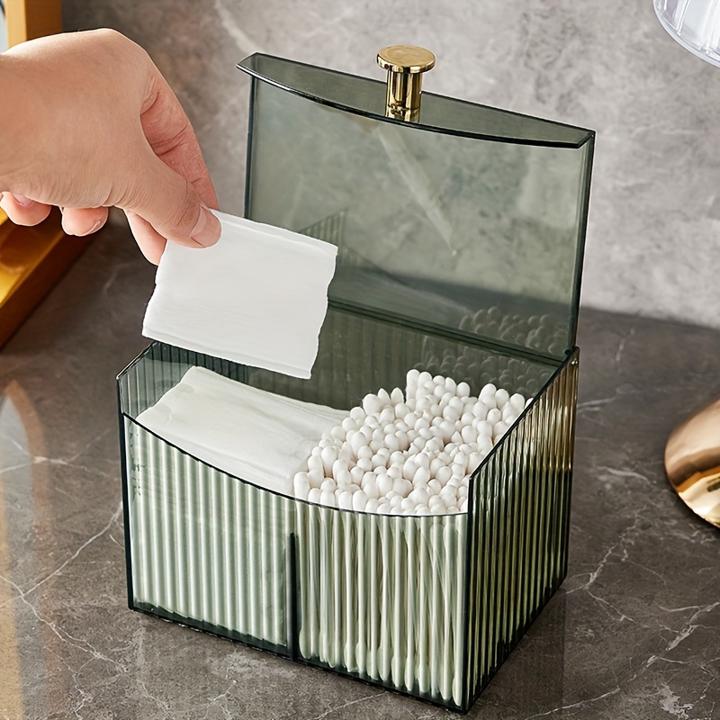 Cotton Swab Box, Press Type, 4-compartment Dental Floss Storage Container,  Dustproof Cylinder, Toothpick Jar, Dustproof And Waterproof, Suitable For  Bathroom, Bedroom, Living Room - Temu