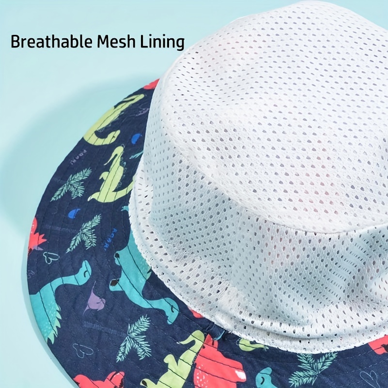 Kids' Dinosaur Print Wide Brim Fisherman's Hat Breathable - Temu