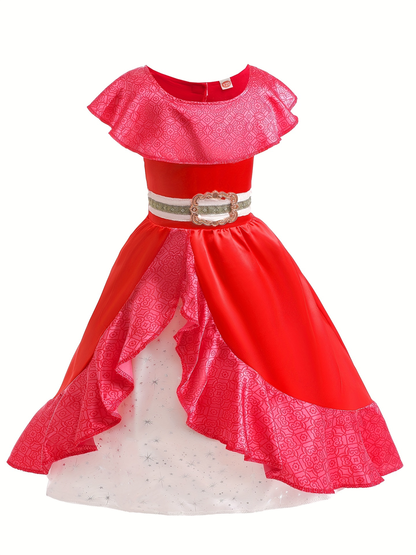 Disney Princess A-line Dress Girls Square Neck Princess Dresses Ruffles  Sleeve Princess Dress Up Clothes For Little Girls