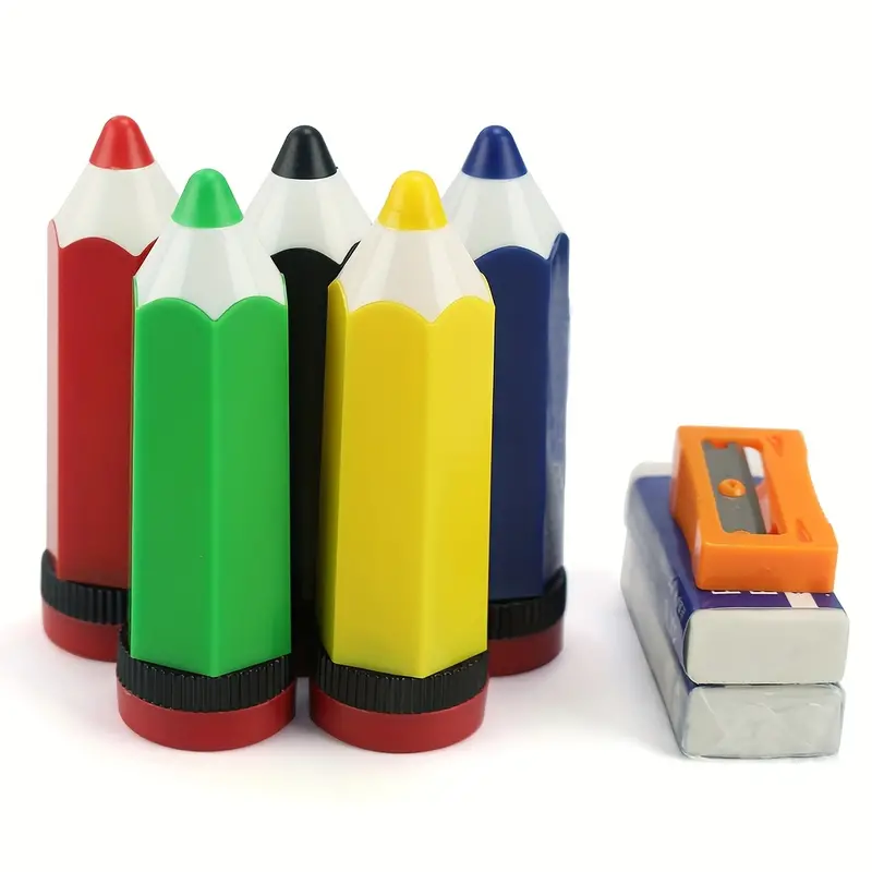 5 Color Crayon Shape Large Volume Sharpener 2 Erasers - Temu