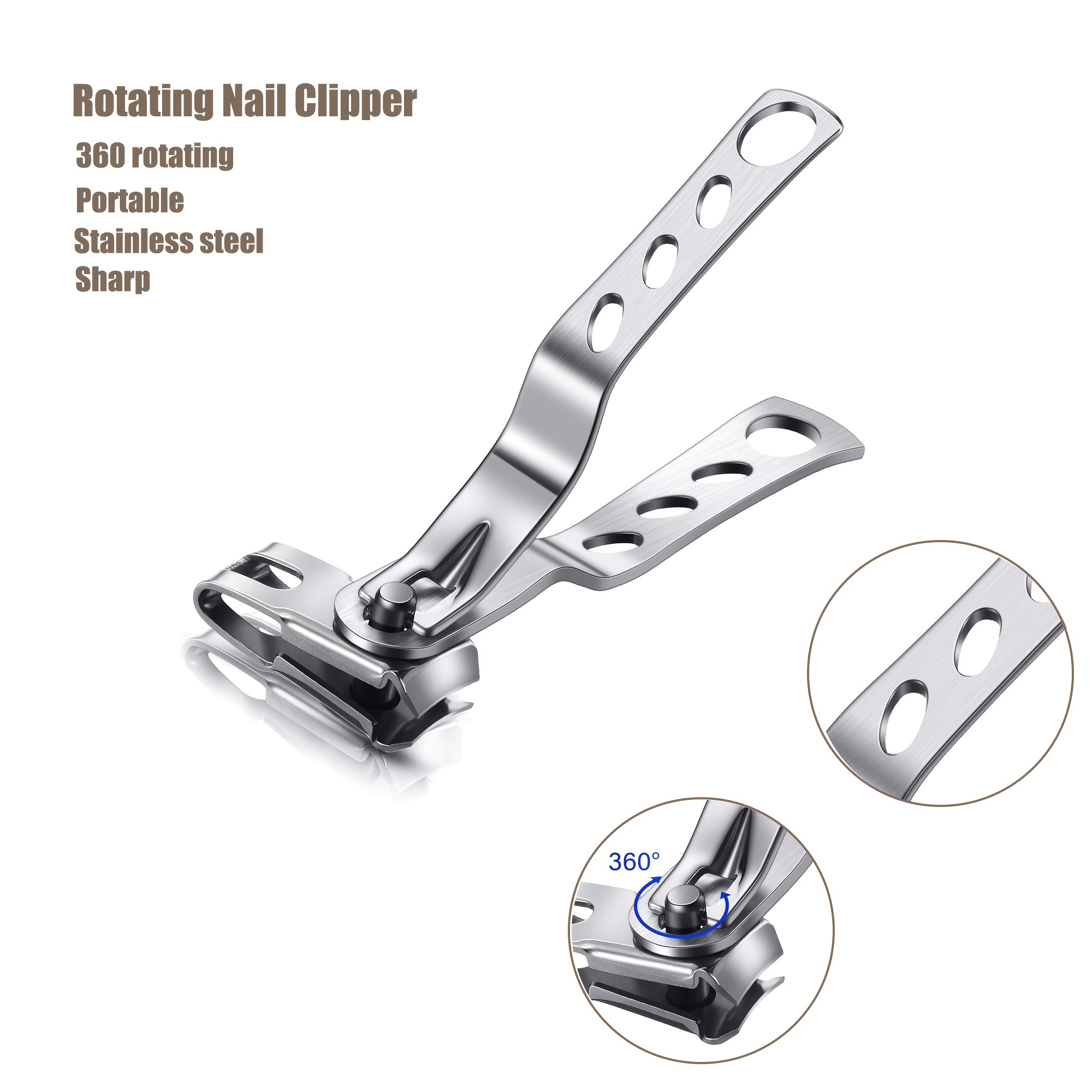 Grip Nail Clippers 360-degree Rotating Head Scissor Grip Nail