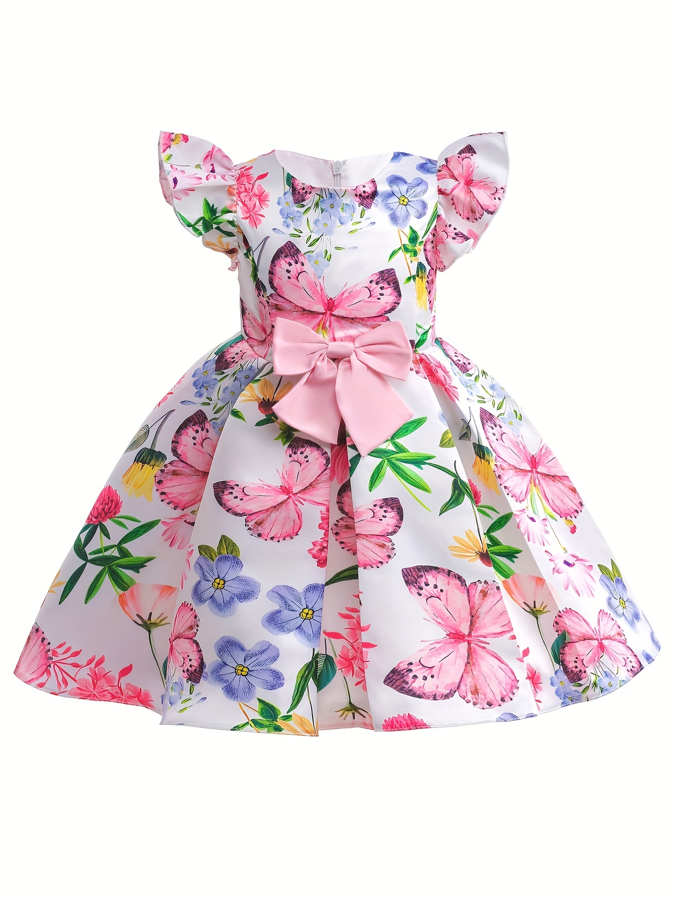 Vestido de fiesta para niña con sobrefalda de bordado y flores 3D