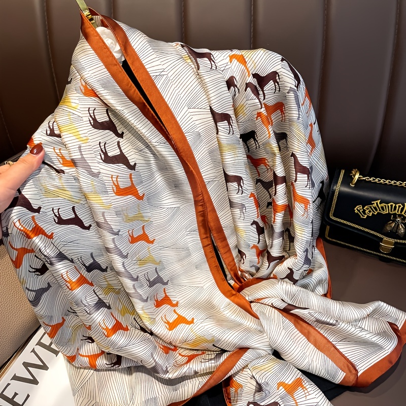 Pony Print Scarf Elegant Stripe Shawl Women Outdoor Sunscreen Head Wrap  Windproof Turban Hijab - Jewelry & Accessories - Temu Germany