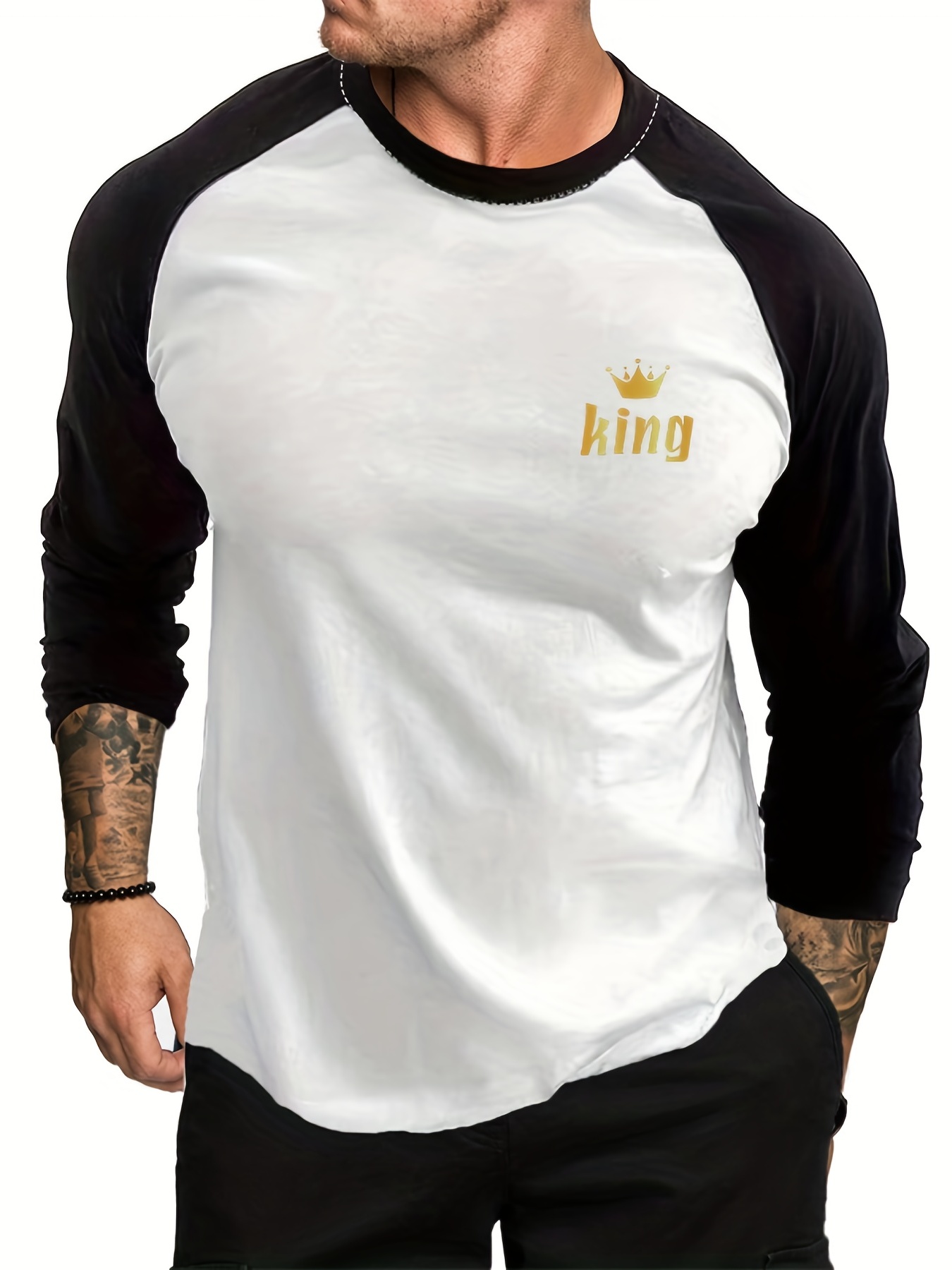 Crown K Color Block Long Sleeve Raglan T-shirt in 2023