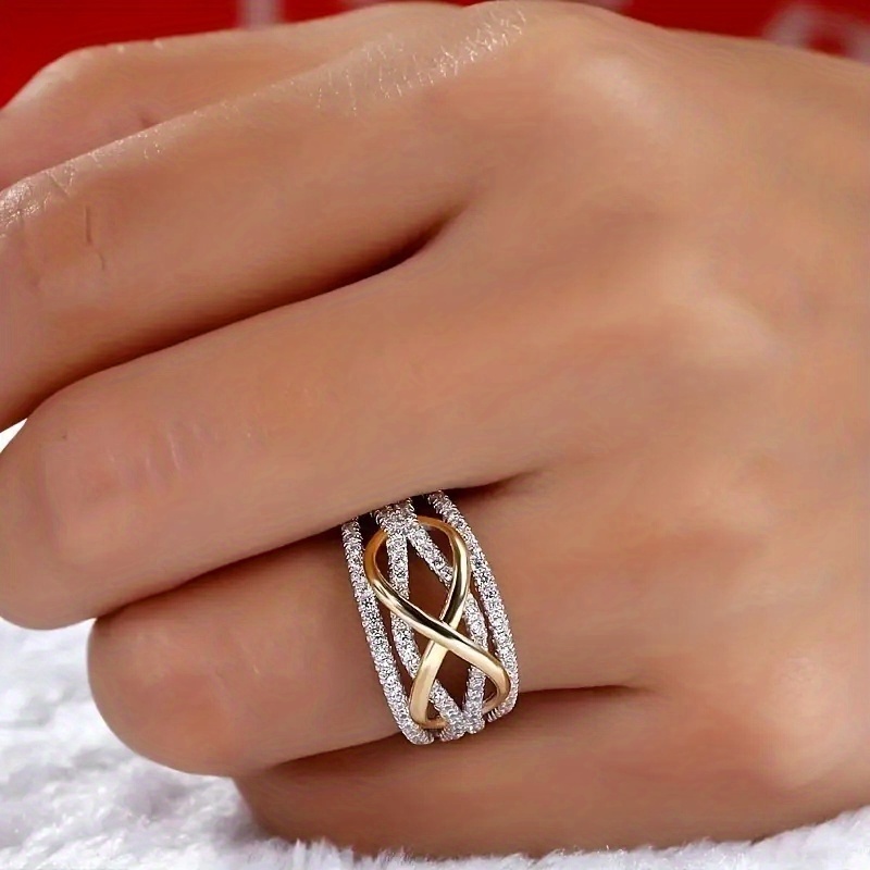 925 Silver Plated Infinity Hollow Zirconia Ring for Women