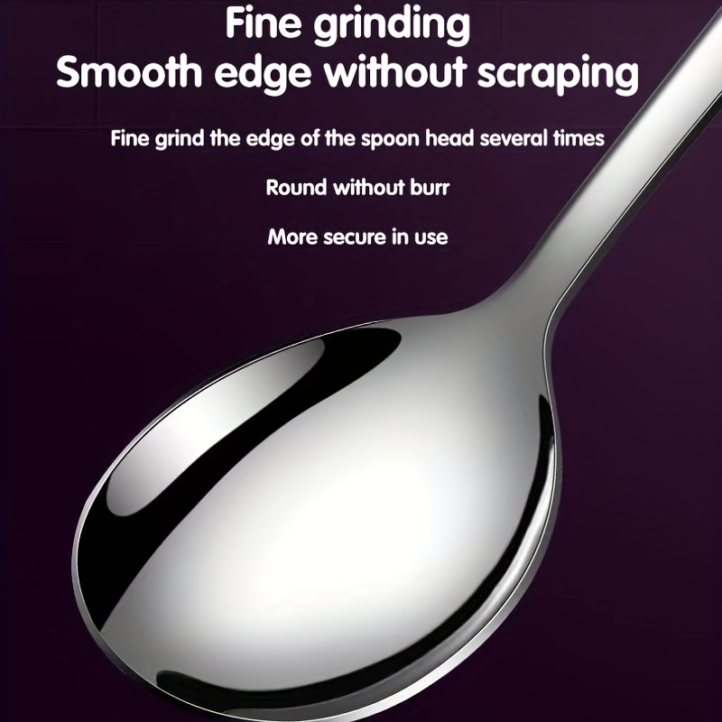 Spoon Smooth Long Handle Stainless Steel Cooking Spoon Durable