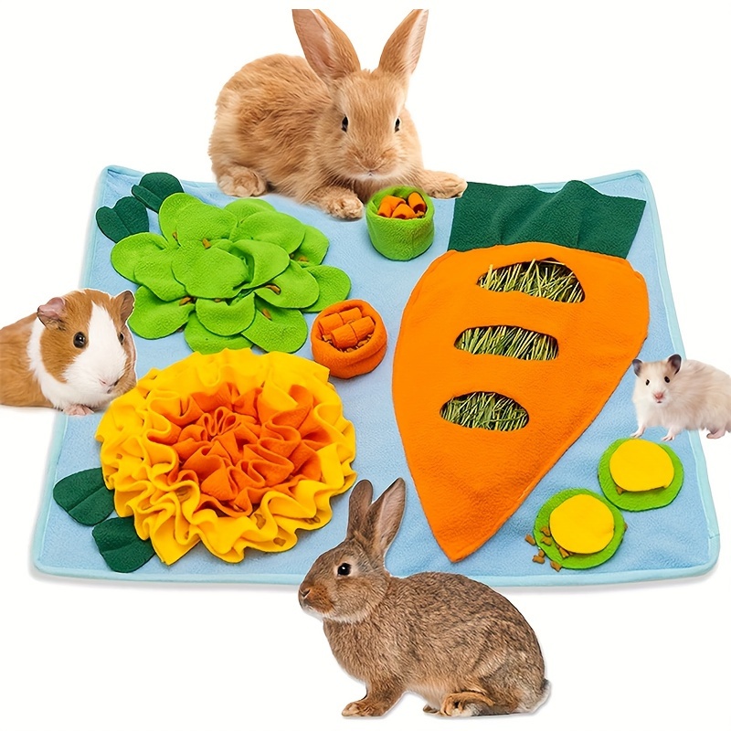 

1pc Pet Rabbit Sniffing Mat, Rabbit Hamster Foraging Mat, Rabbit Snack Hiding Pad, Interactive Training Puzzle Toy Blanket