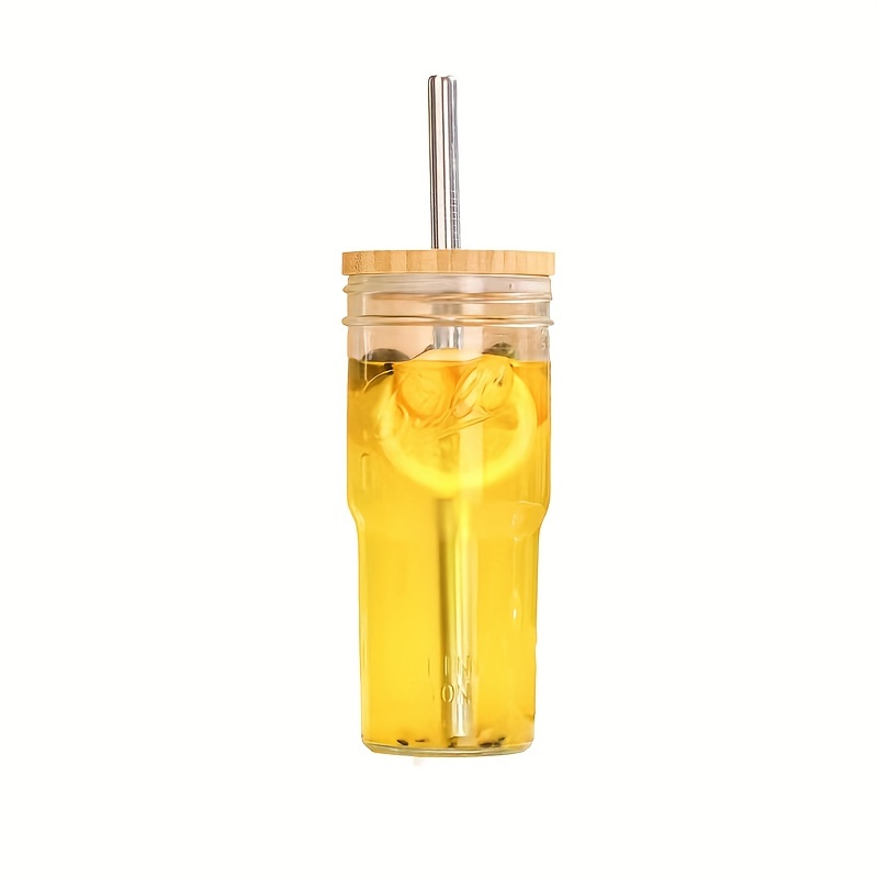 Large Glass Tumbler With Handle, Silicone Sleeve, Straw, And Bamboo Lid -  Perfect For Travel, Outdoor Sports, And Family Use - Temu