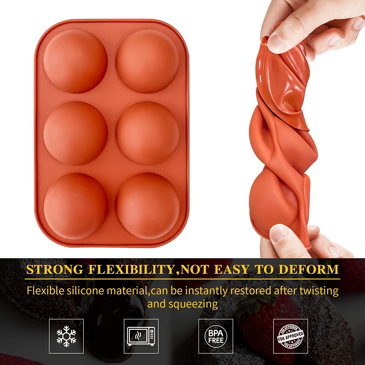 homEdge Mini 24-Cavity Semi Sphere Silicone Mold, 3 Packs Baking Mold for Making Chocolate, Cake, Jelly, Dome Mousse