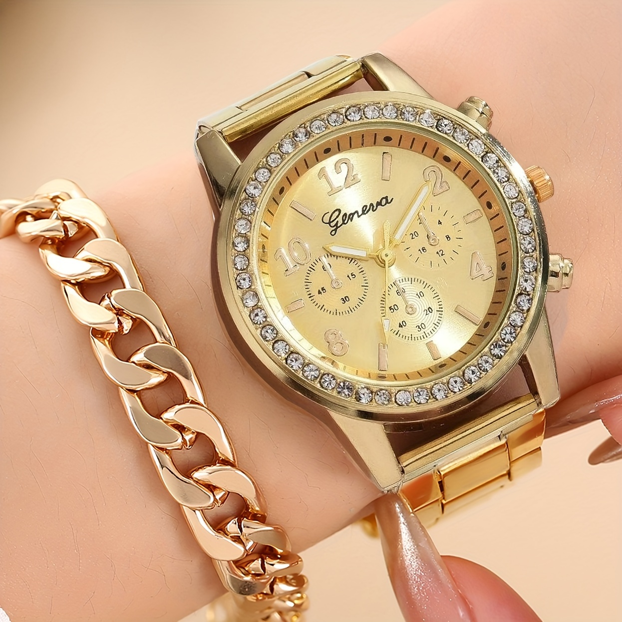 Women's Watch Star Fashion Quartz Watch Luxury Rhinestone - Temu